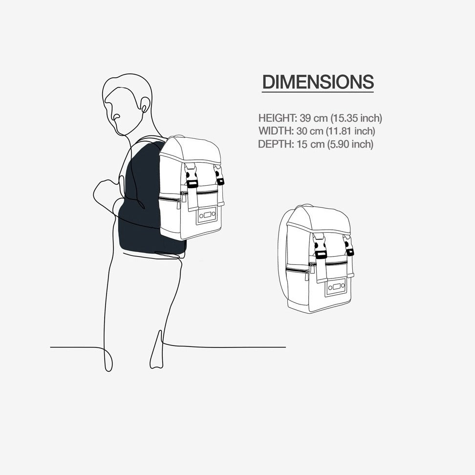 PROPER Signature Backpack dimensions: 39 cm (15.35 in) high, 30 cm (11.81 in) wide, 15 cm (5.90 in) deep